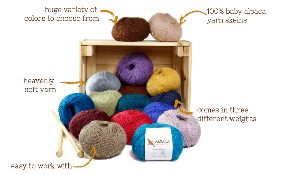 100 Baby Alpaca Yarn Wool Set of 3 Skeins Lace Worsted