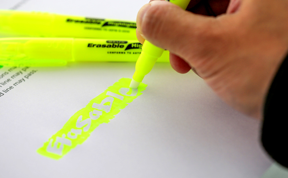 BAZIC Erasable Highlighter, Chisel Broad Line Fine Point