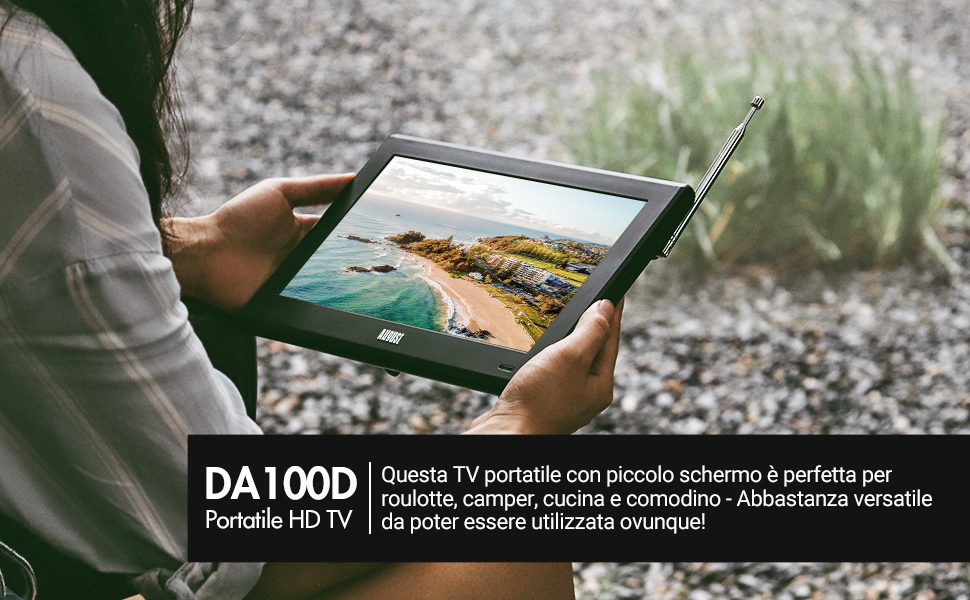TV Portatile August 10 Pollici - Digitale Terrestre HD, HDMI, Registratore USB - Per Auto, Camper E Casa