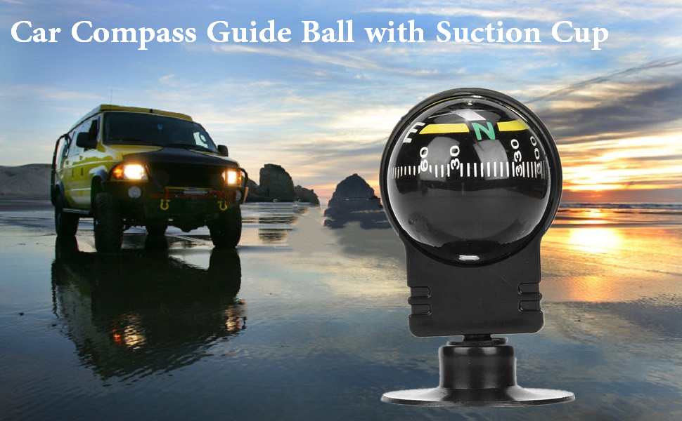 Car Compass Portable 2Pcs Car Compass Guide Ball with Suction Cup