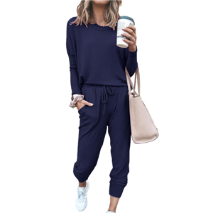 Two Piece Outfit Long Sleeve Crewneck Pullover Tops And Long Pants Sweatsuits Tracksuits