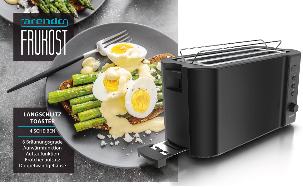 Arendo Toaster Frukost Langschlitz Display