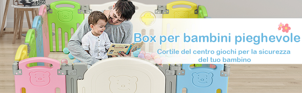 COSTWAY Box Recinto Per Bambini Recinto Di Gioco, Parco Giochi Per Bambini Con Protezioni, Ideale Per Domestico O Asilo, 14 Pezzi Di Recinto (BB5301CL) 16 1