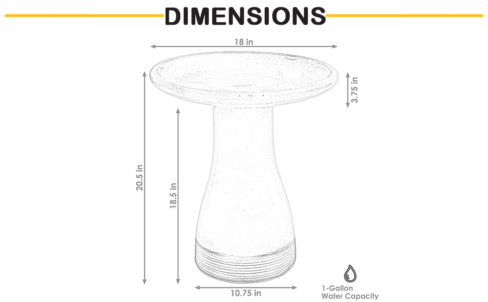 Sunnydaze DuoTone 21Inch H Ceramic Bird Bath HighFired