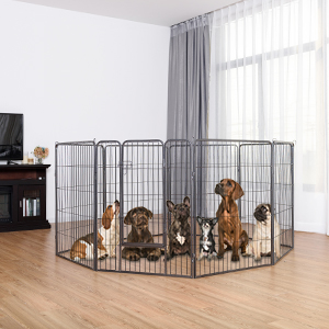 COSTWAY Recinto Per Cani Da Interno Ed Esterno, Recinzione Per Animali Domestici Con 8 Pannelli Di Metallo, Box Per Cani, Gatti E Conigli, 80 X 100 Cm 18 2