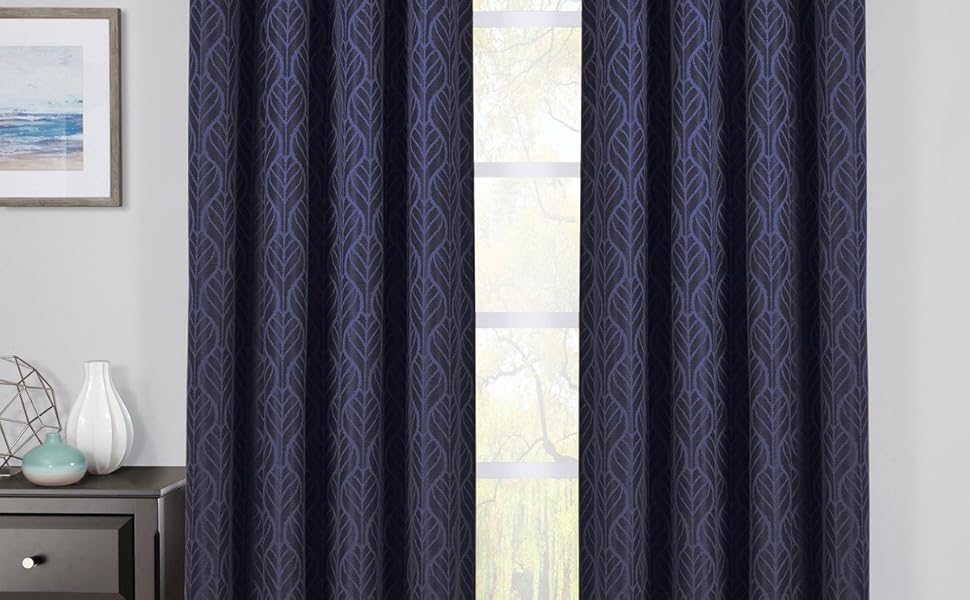 Amazon Com Royal Bedding Hilton Navy Curtains Top Grommet