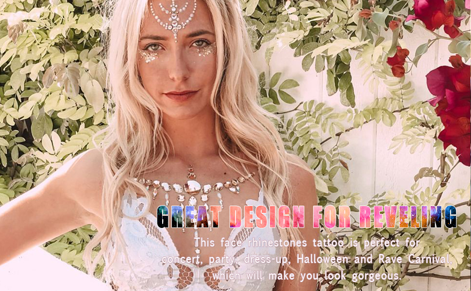 4 Sets Mermaid Face Gems Rhinestone Tattoo Festival Jewels Eyes Face Body Temporary