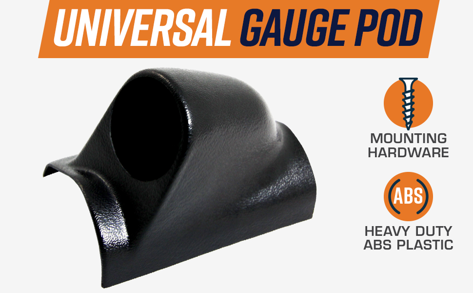 GlowShift Universal Black Single Pillar Gauge Pod Fits Any Make/Model