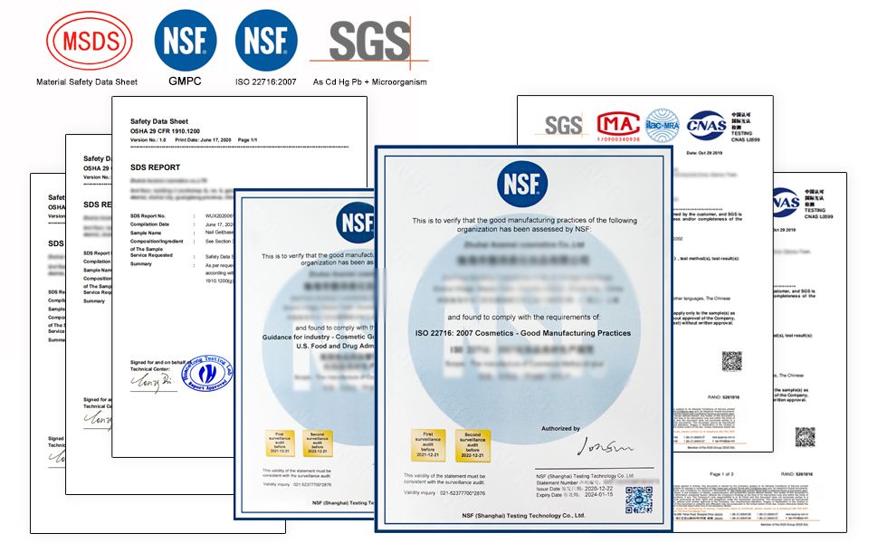 Certifications of Bluedee nail gel polish