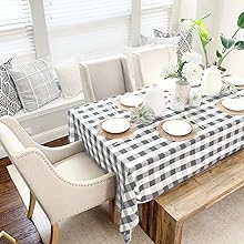 Gray and cream tablecloth