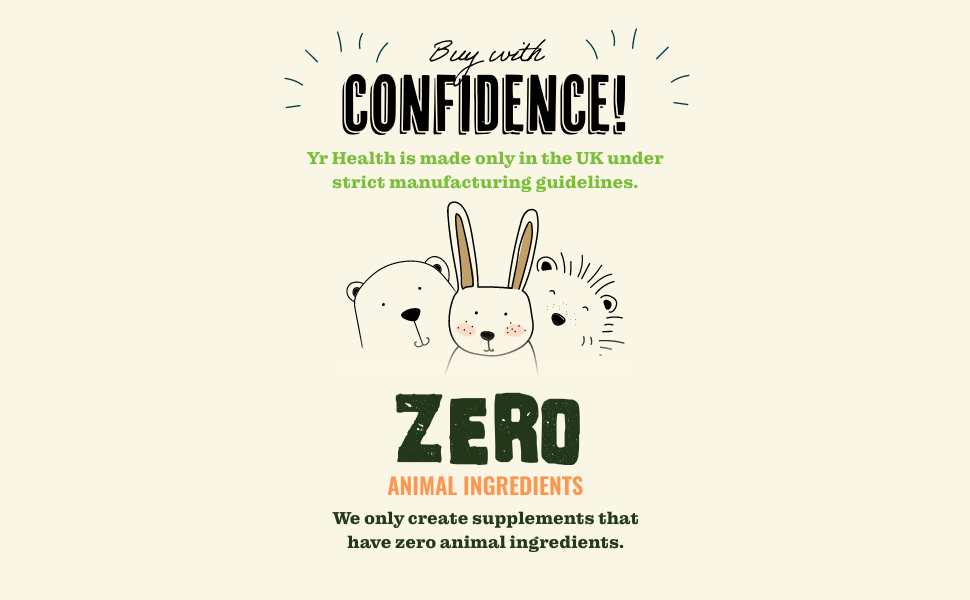 Zero animal ingredients vegan society registered products manufactured to GMP standards