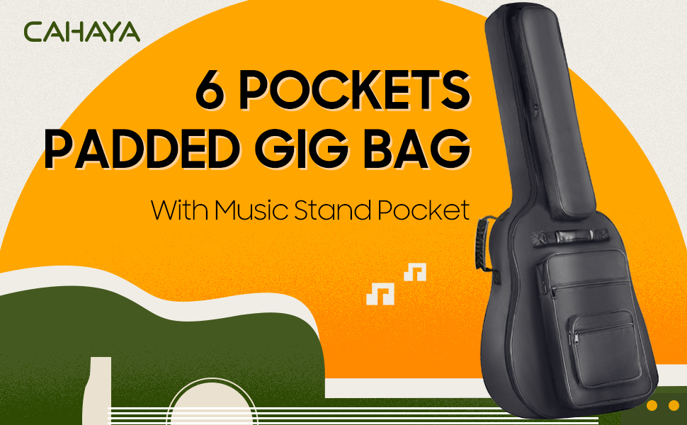 CAHAYA CY0181 Guitar Bag Gig Bag Guitar Case 6 Front Pockets Waterproof