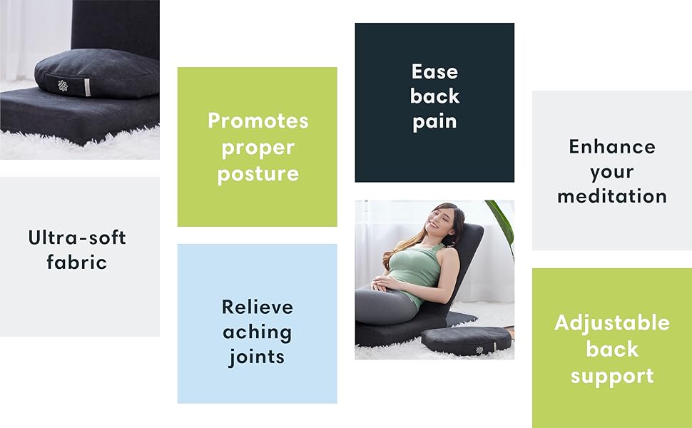 Mindful and Modern Folding Meditation Floor Chair with Back