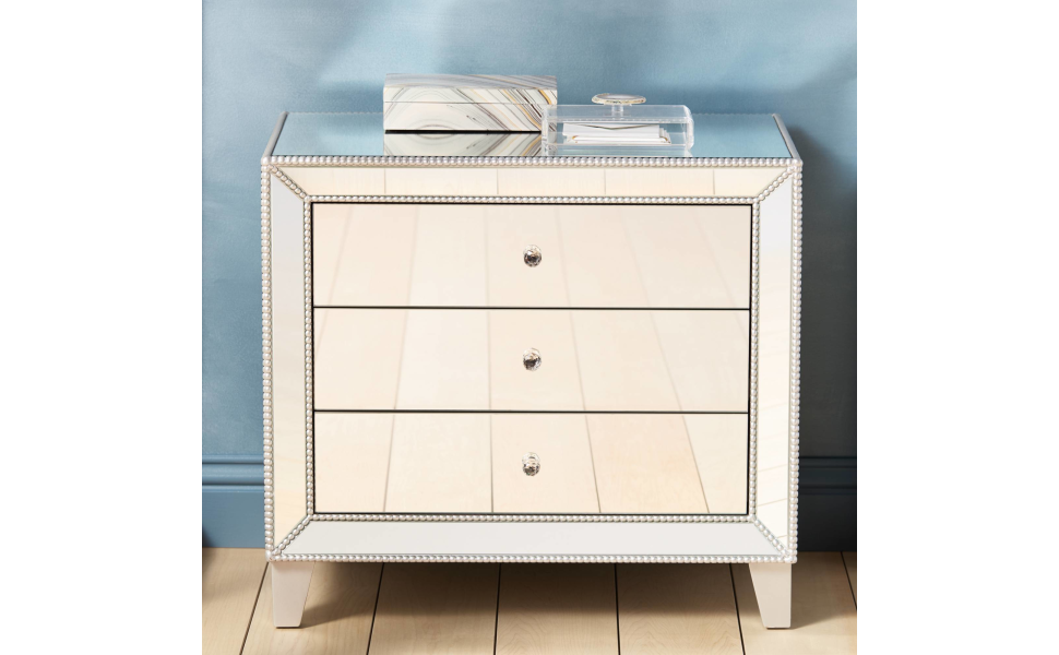 Studio 55D Liza Modern Glam Mirrored Rectangular Accent