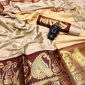 Beige Aura Silk Saree
