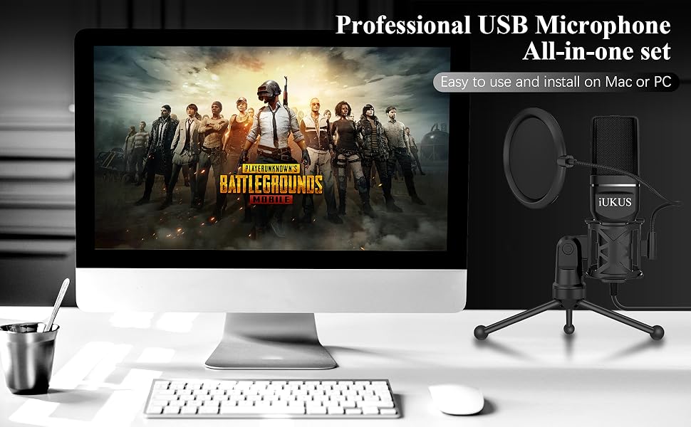 IUKUS USB Microphone, PC Microphone USB Condenser Recording Gaming Mic