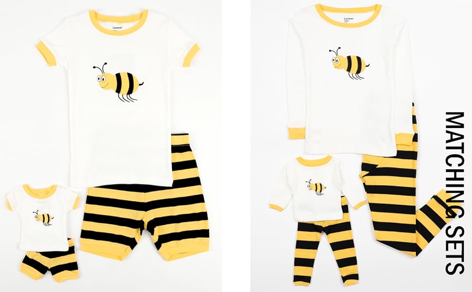 Leveret striped cotton pajamas for matching family, Christmas pjs 100% gentle cotton 2023 collection.