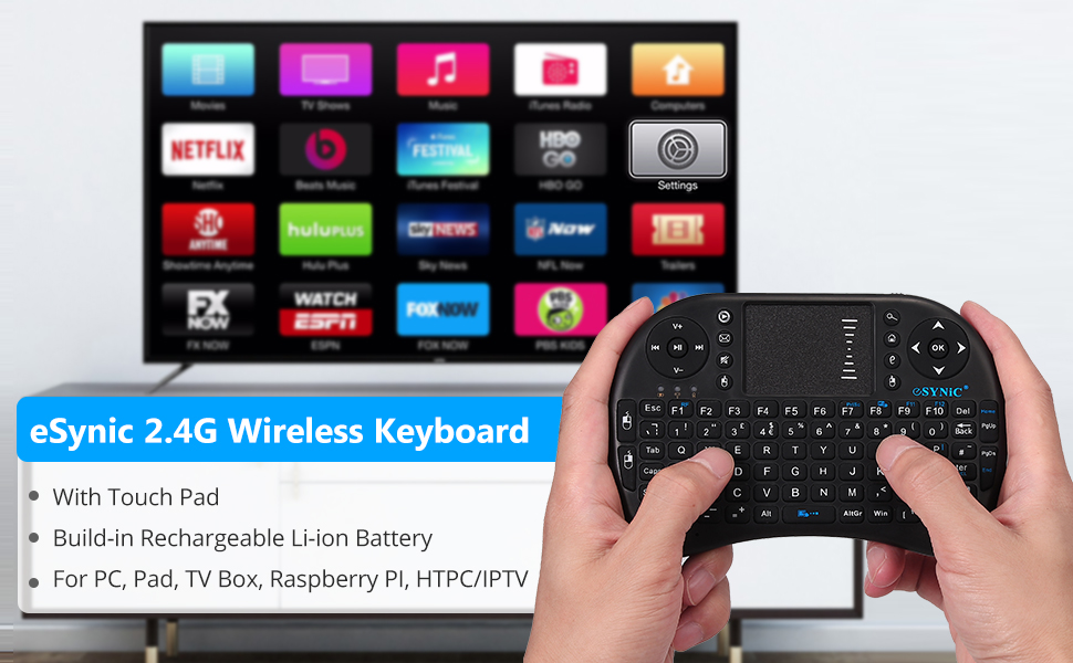 eSynic Mini Wireless Keyboard 2.4G XBMC Keyboard Touchpad Mouse Combo