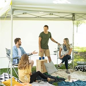 friends camping picnic outdoor shelter patio gazebo easy instant pinch free buttons privacy wall