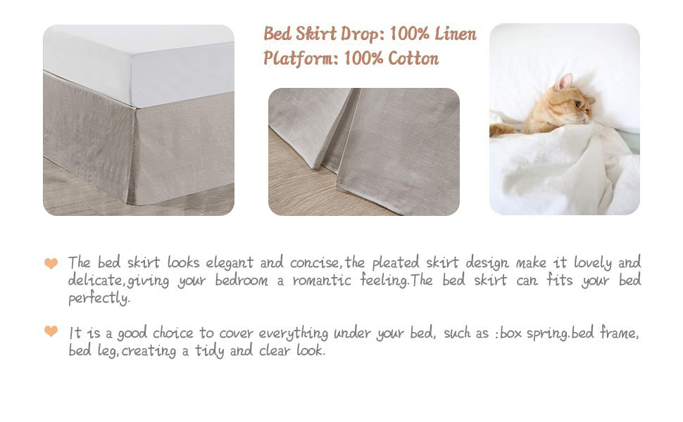 Simple&Opulence 100 Belgian Linen Bed Skirt with Classic