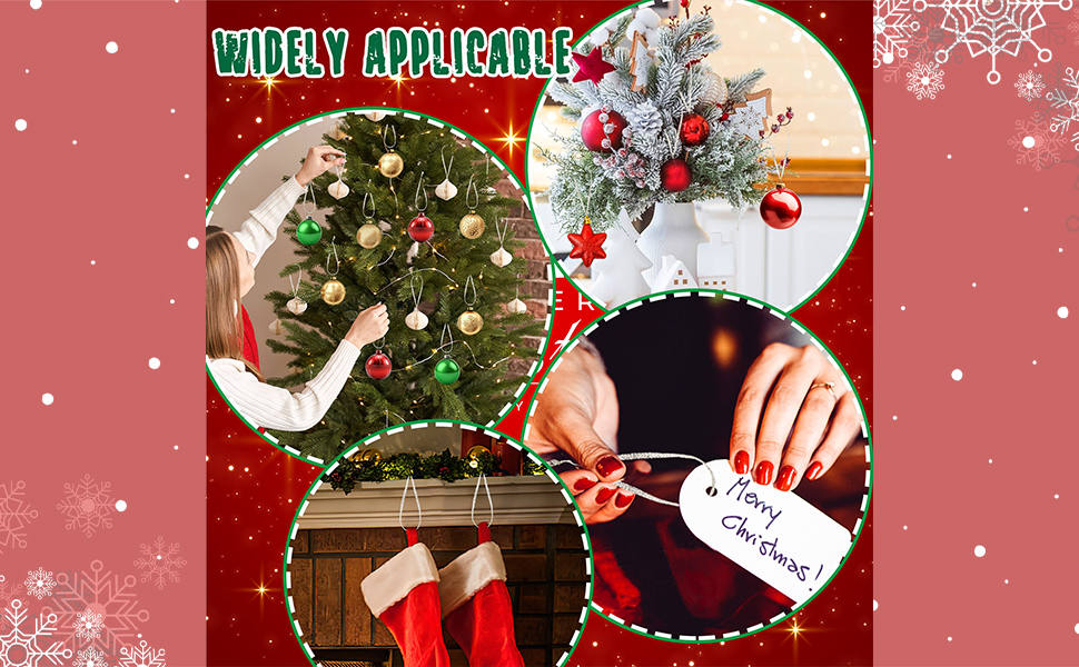 JUNEBRUSHS 300Pcs Christmas Ornament Ribbon Hangers, Hand