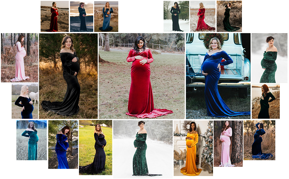 green maternity gown for photoshoot