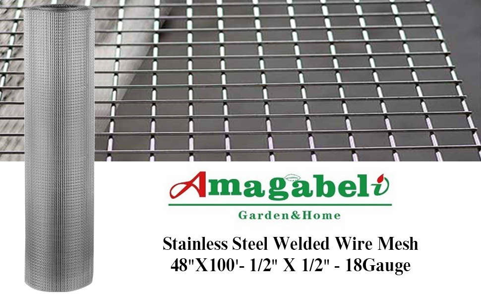 Amagabeli 48inch x 100ft SS304 Stainless Steel Welded Wire Mesh 1/2