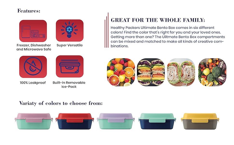 Bento Box for Kids and Adults Perfect Lunch Box with Compartments for