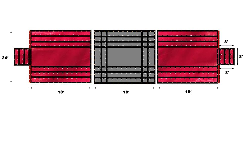 Mytee Products 24' x 18' 3 Piece Red/Black Lumber Tarp for