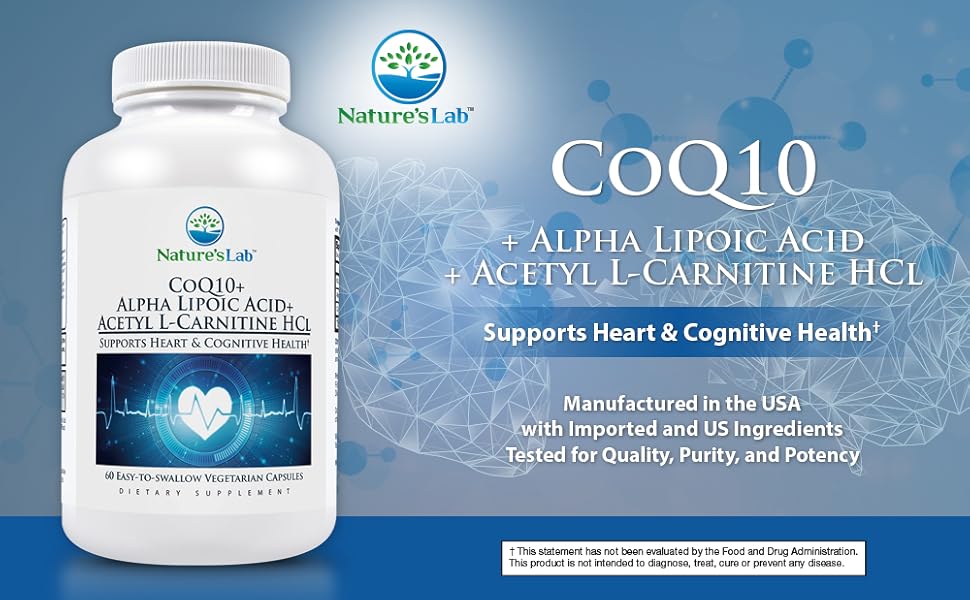 Amazon.com: Nature's Lab CoQ10 + Alpha Lipoic Acid + Acetyl L-Carnitine - Alpha Lipoic Acid And Acetyl L Carnitine
