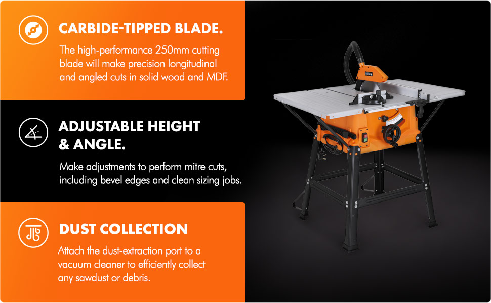 VonHaus Table Saw Circular Saw Function 1800W 10” (250mm) with