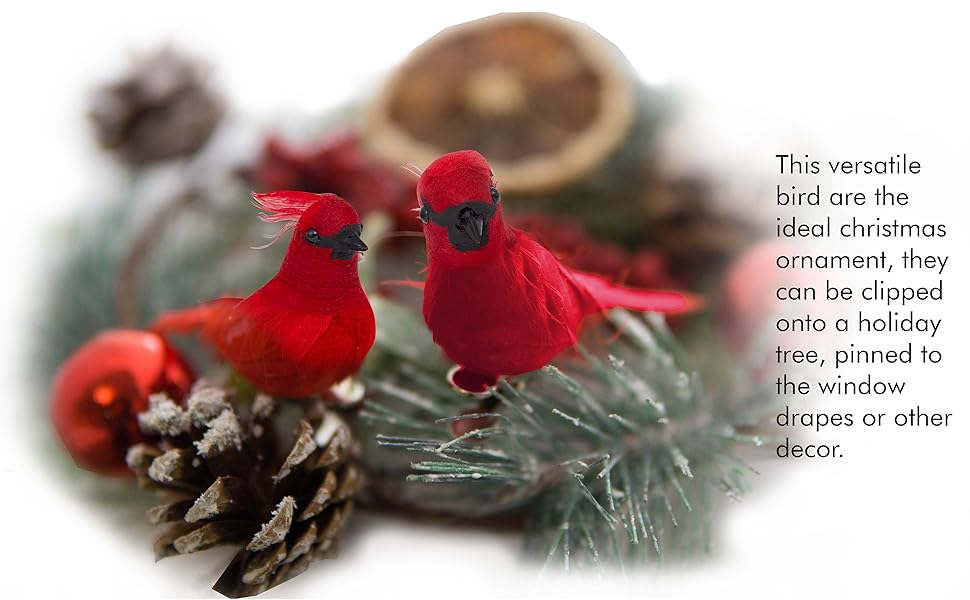 Ornativity Red Cardinal Bird Clips Christmas Holiday Red Birds