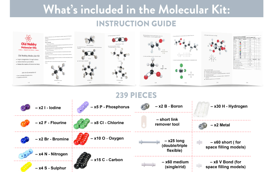 Molecular Model Kit (239 pieces) Advanced Chemistry Set with