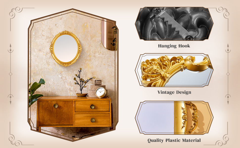 4 Pcs Vintage Gold Mirror Set Including ... 13 B0D478MTCW 3