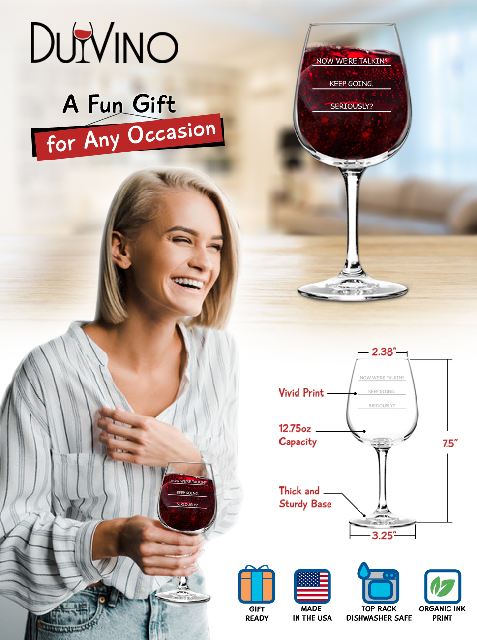 Seriously? Funny Stemmed Wine Glass