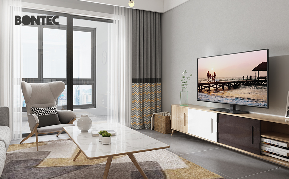 BONTEC Swivel Table Top TV Stand with Bracket for 2655 inch LED OLED