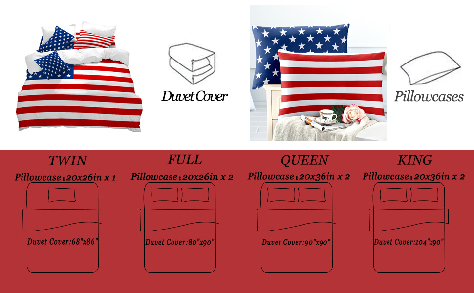 Oliven American Flag Bedding Duvet Cover Twin Size