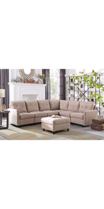 DAZONE 7 Piece Modular Sectional Sofa Grey