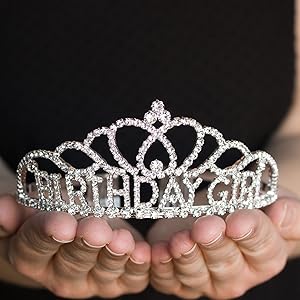 metal allow rhinestone birthday girl tiara