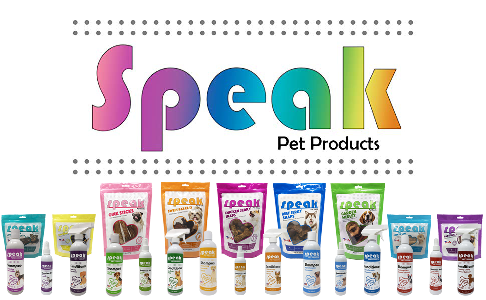 speak logo spa grooming shampoo and conditioner waterless bath spray wet dry puppy cat kitten