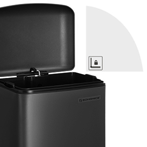 Poubelle 30L, Avec Pédale En Acier, Seau Intérieur, Couvercle, Fermeture Discrète, Hermétique, Pour Cuisine, Salon, Noir LTB01BK Par SONGMICS 13 LTB01BK