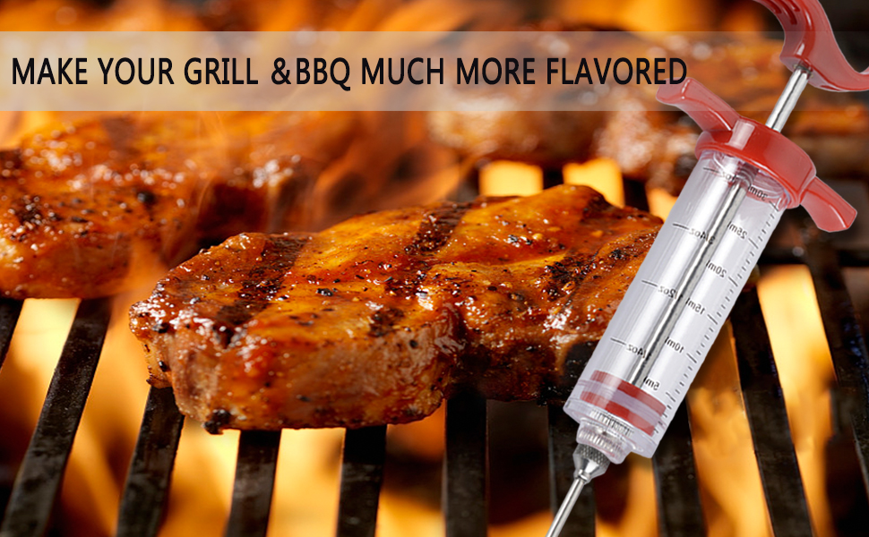 Meat Injector, TGEV 1oz Plastic BBQ Marinade Injector Kit, Turkey