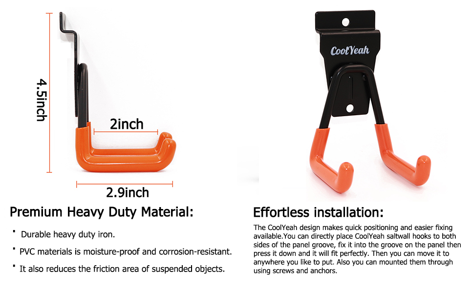CoolYeah Slatwall Hook Small U Hook Garage Hook
