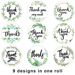 Greenery Frames Thank You Stickers 500PCS Perforated Roll Stickers Labels 1.5 Inch 9 Designs for Thanksgiving Day Home Kitchen Baby Shower Birthdays ...