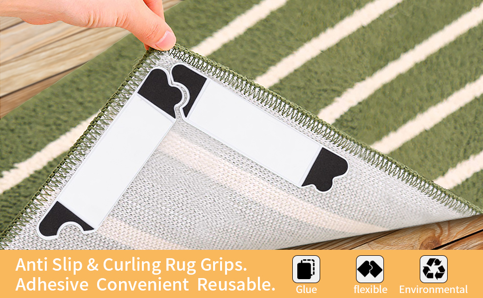 Upgraded Rug Grippers, (8 Pack) Reusable Carpet Holders, Non Slip Anti