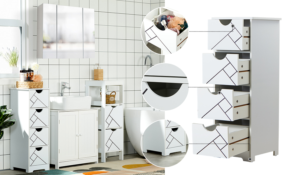 DICTAC Bathroom Storage Cupboard narrow 30X31X82.5cm Floor