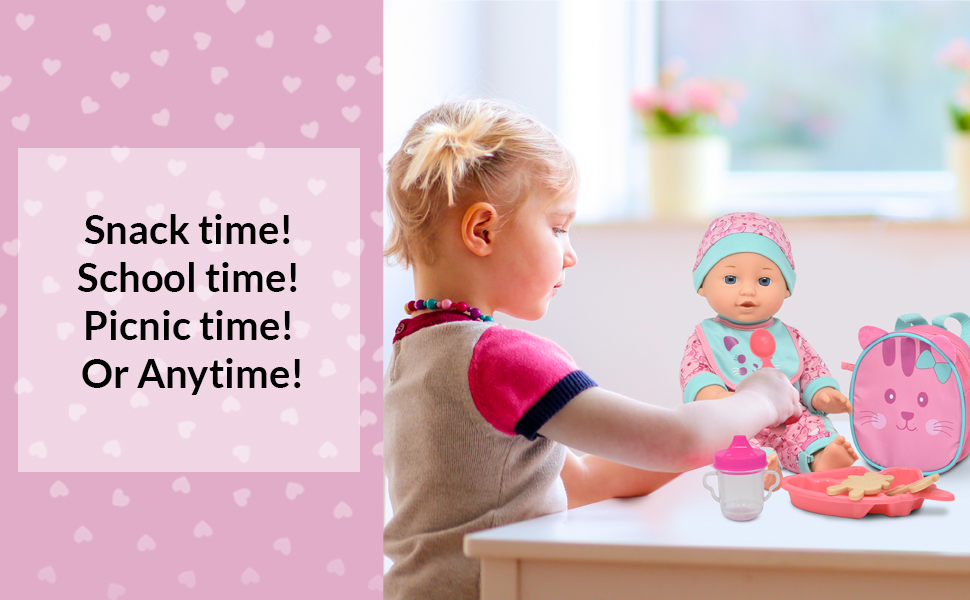 Baby Doll Feeding Set, 12 Inch Baby Doll with Diaper Bag