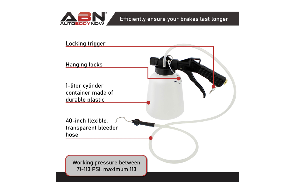 ABN Brake Bleeder Kit One Person 1 Liter Automotive Vacuum Pump Brake