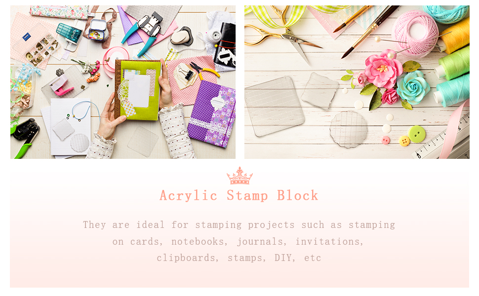 Large Acrylic Stamp Block Clear Stamping Tools Set