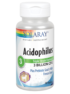 Solaray Acidophilus 3 Strain Probiotic & Prebiotic Goat’s Milk 3 Billion CFU Freeze Dried 50 VegCaps